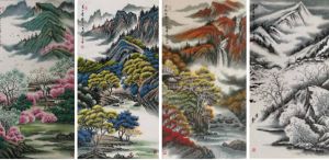 作品《春夏秋冬四条屏》